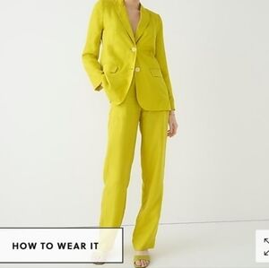J.Crew set cupro Drapey long Parker blazer 4 + pants 12 nwt pressed avocado